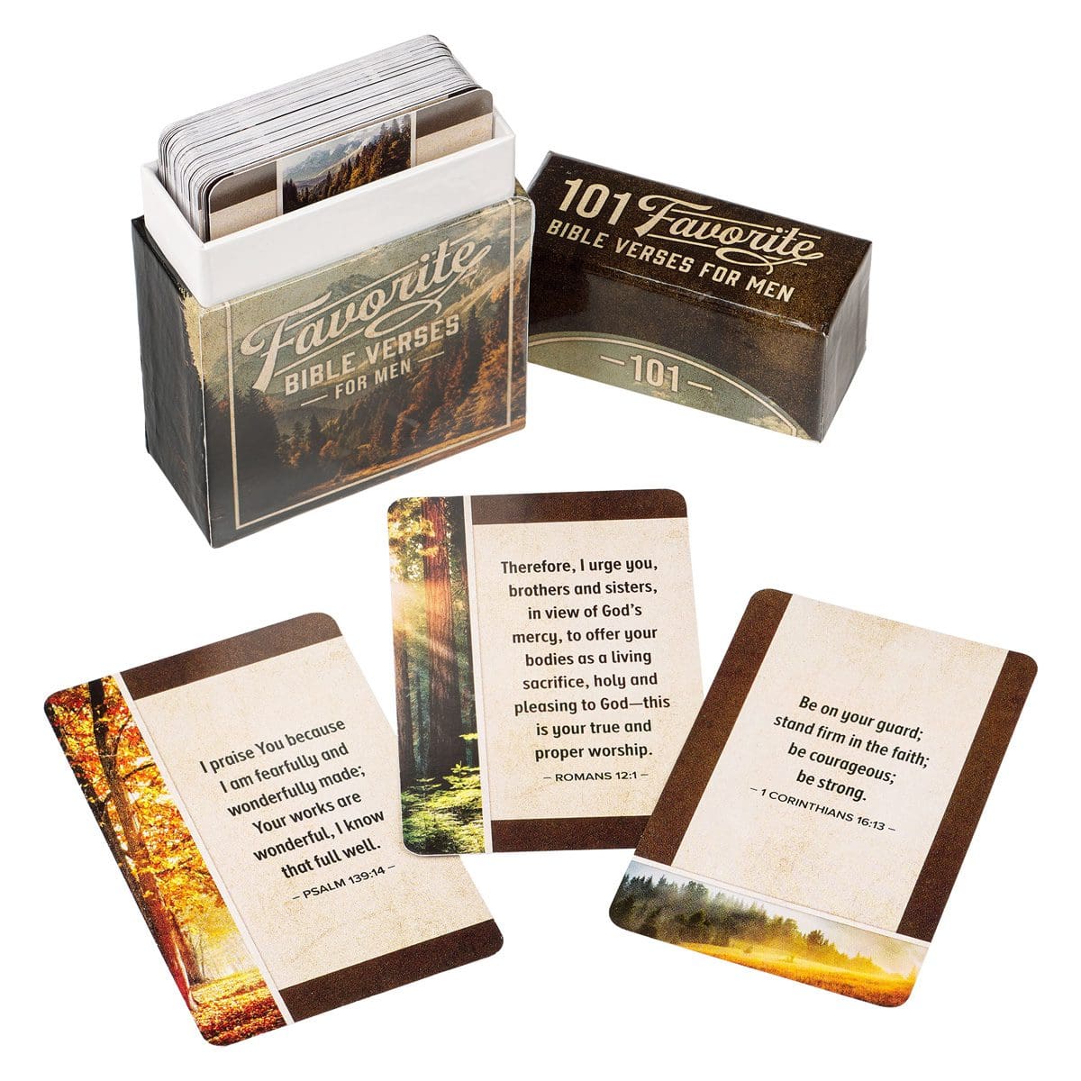 1220000322547_feature2 101 Favorite Bible Verses For Men Boxed Cards - Image 4