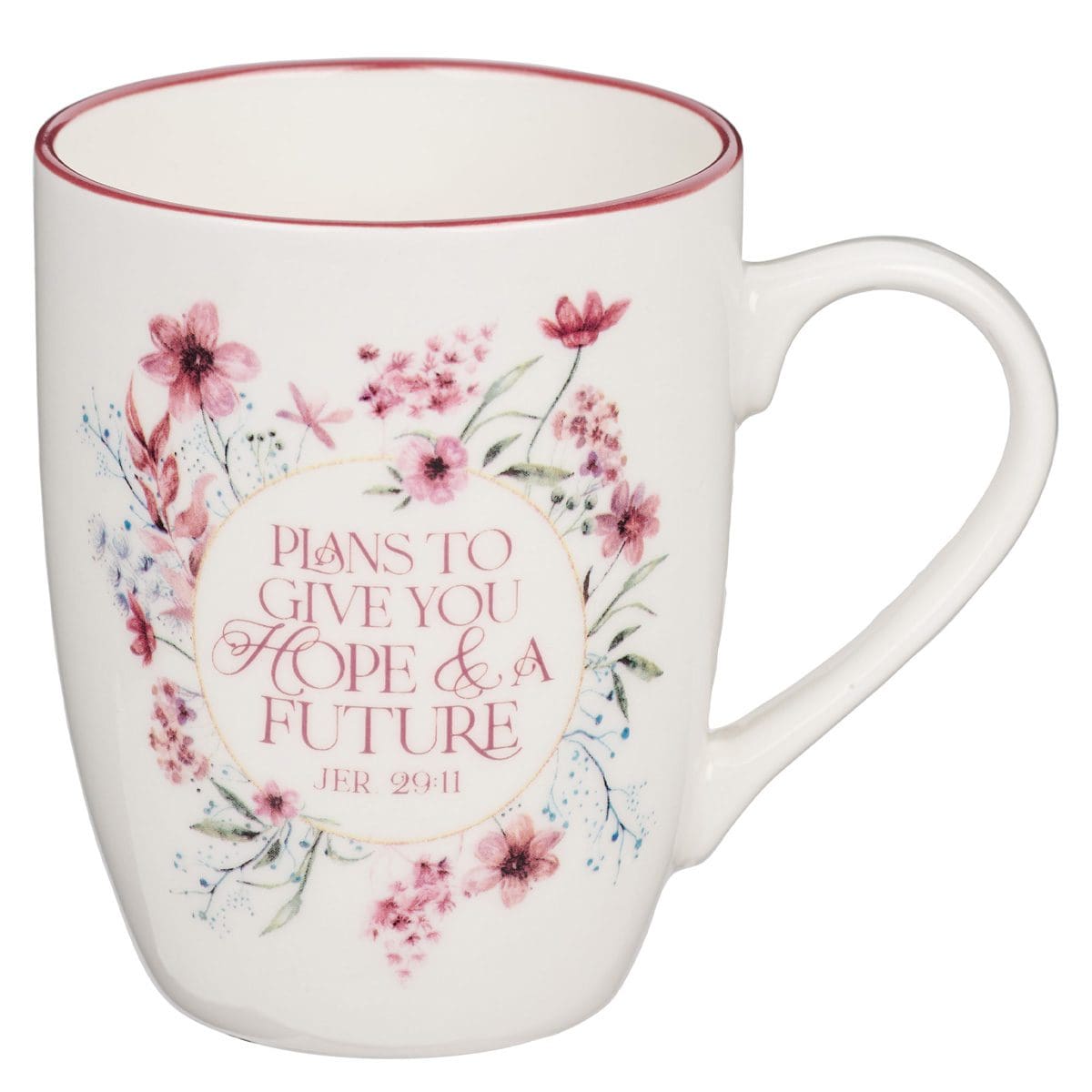 1220000323759_front Plans To Give You Hope And A Future Floral Ceramic Mug - Jeremiah 29:11 - Image 1