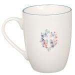 Floral Cross Blue Rimmed Ceramic Mug - Image 2