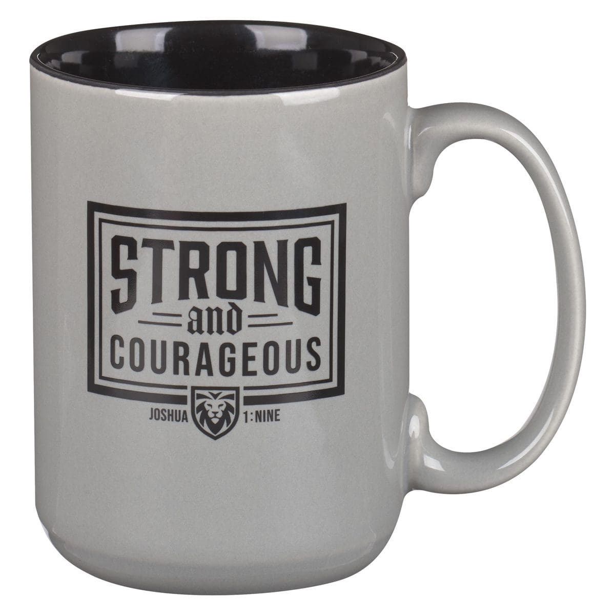 1220000325791_front Strong and Courageous No 1 Dad Grey Ceramic Mug - Image 1