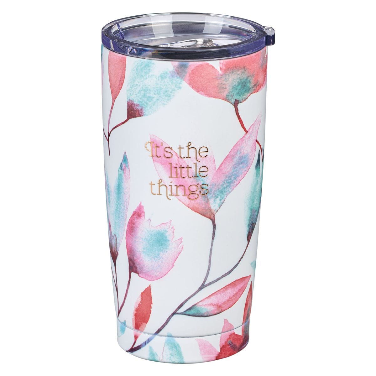 1230000109345_front It's the Little Things Pink Petals Stainless Steel Mug - Image 1