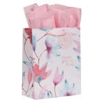 Never Give Up Ever Pink Petals Medium Gift Bag with Gift Tag - Image 3