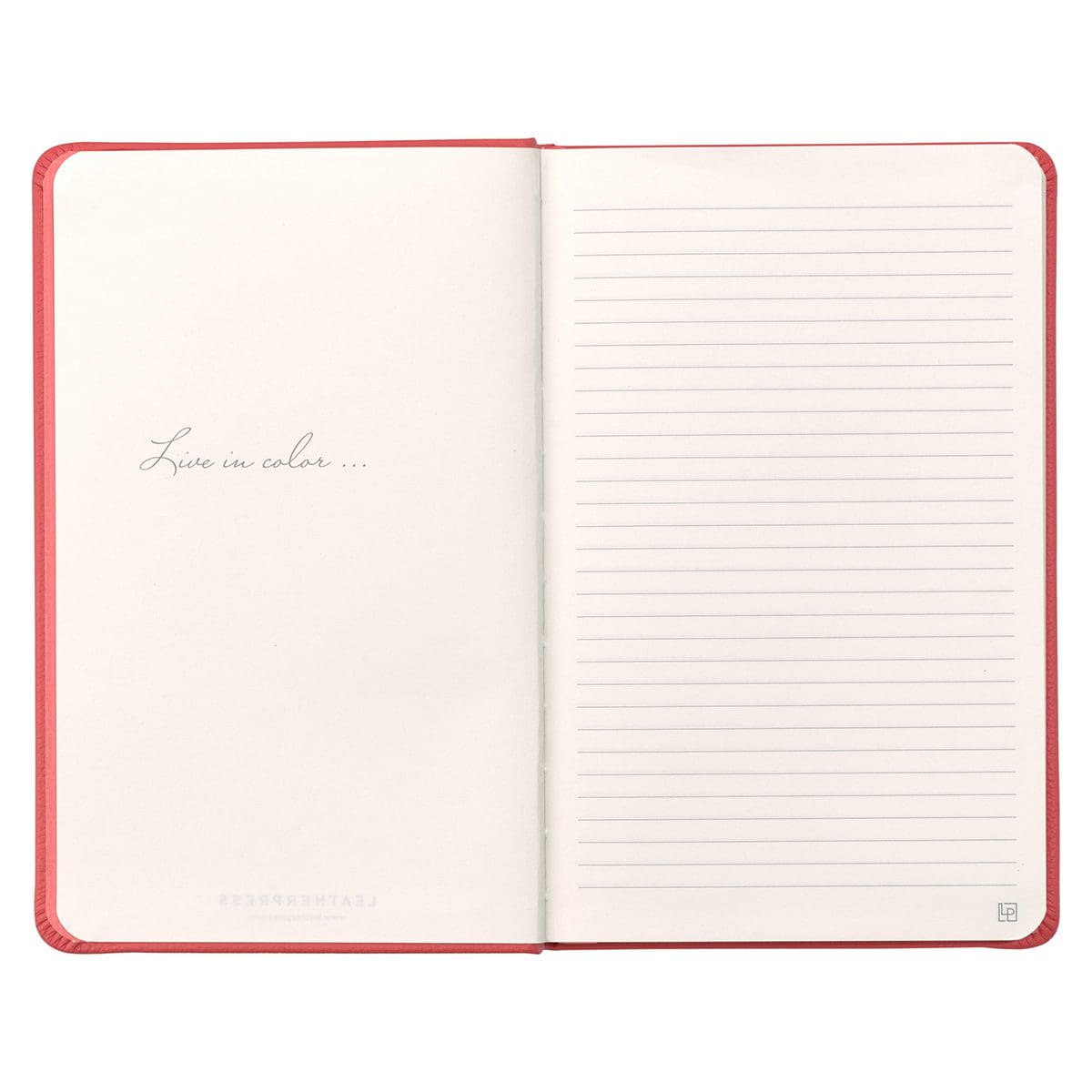 1230000122115_feature2 Leatherpress Coral Red Genuine African Leather Notebook - Image 3