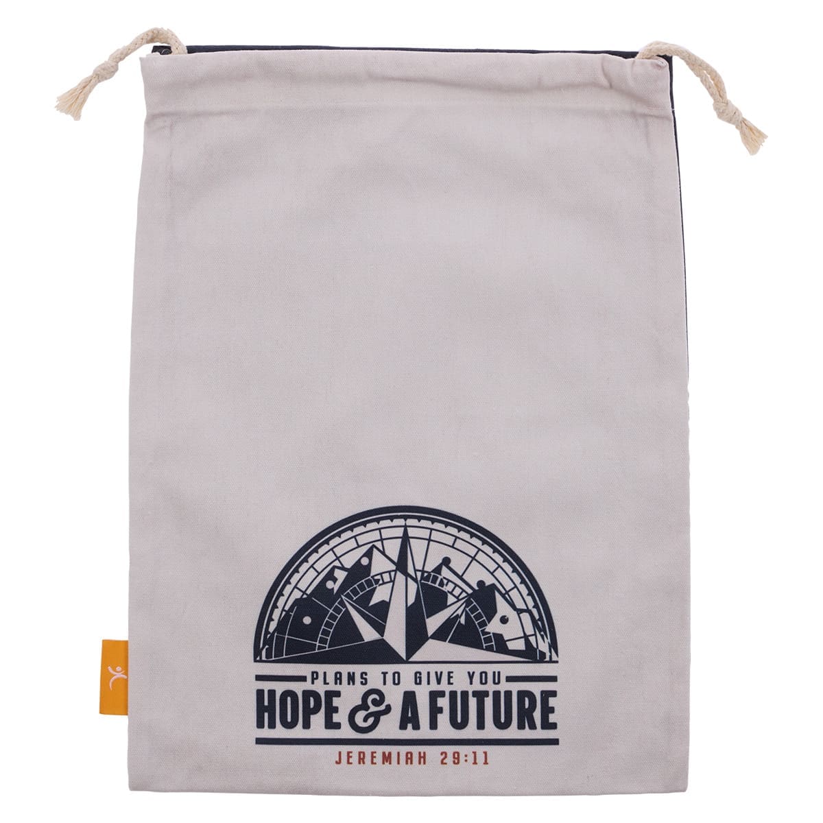 6006937155831_front Plans To Give You Hope And A Future Large Cotton Drawstring Bag - Jer. 29:11 - Image 1