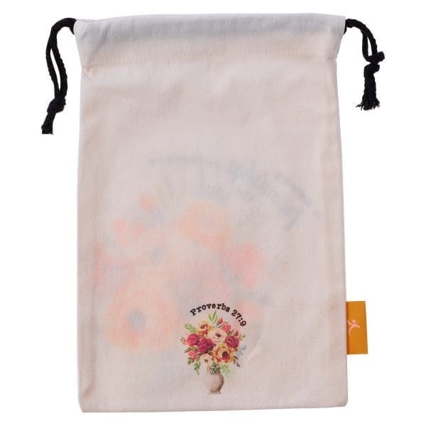 A Sweet Friendship Small Cotton Drawstring Bag - Proverbs 27:9 - Image 2