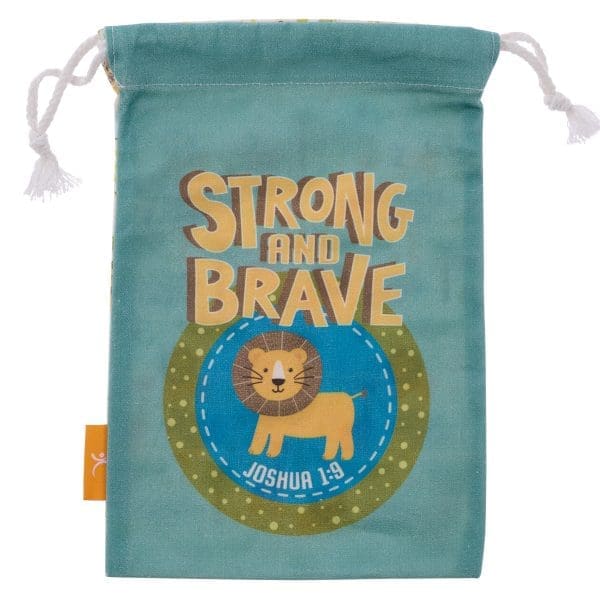 Strong And Brave Small Cotton Drawstring Bag - Joshua 1:9 - Image 1