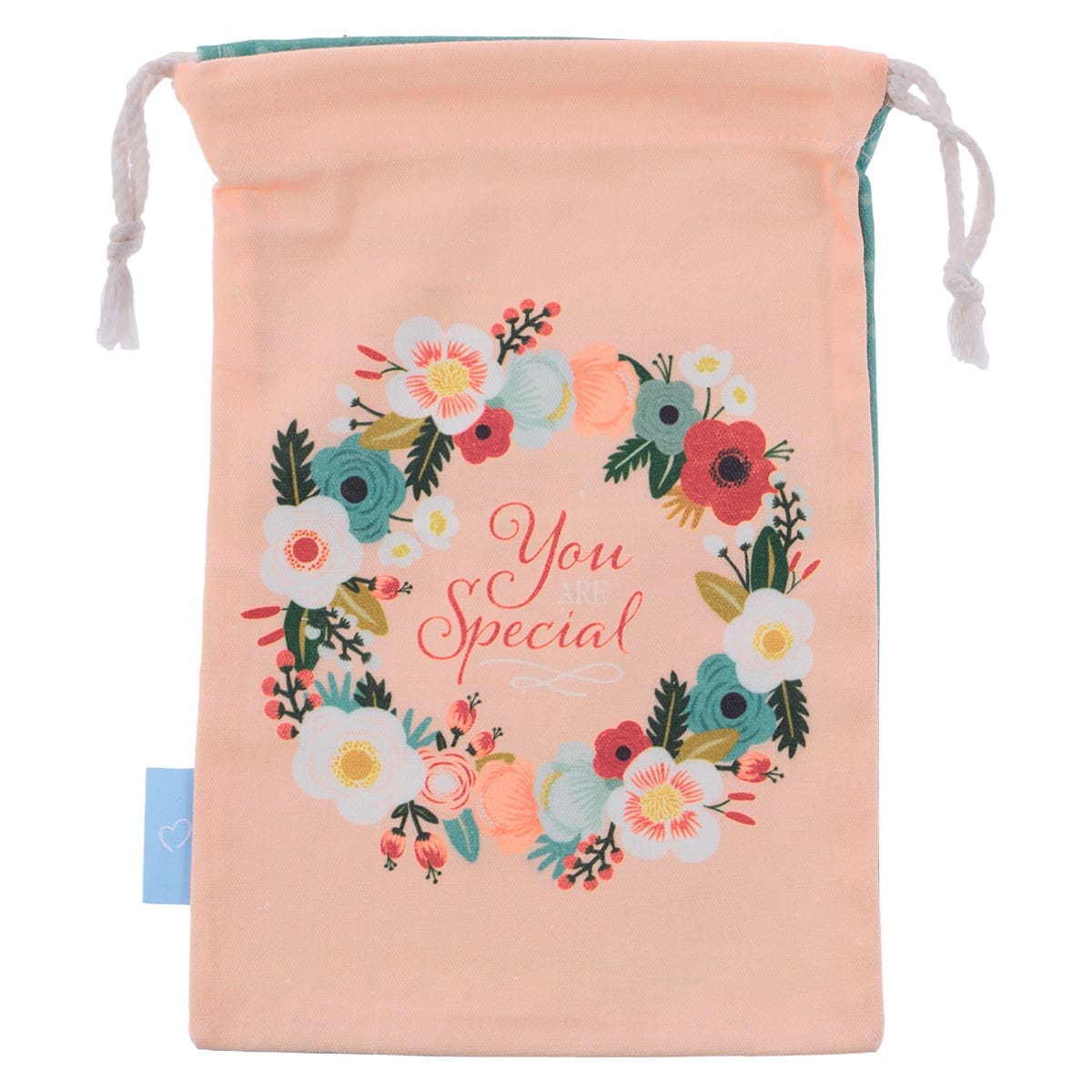 6006937156166_front You Are Special Peach Small Cotton Drawstring Bag - Image 1