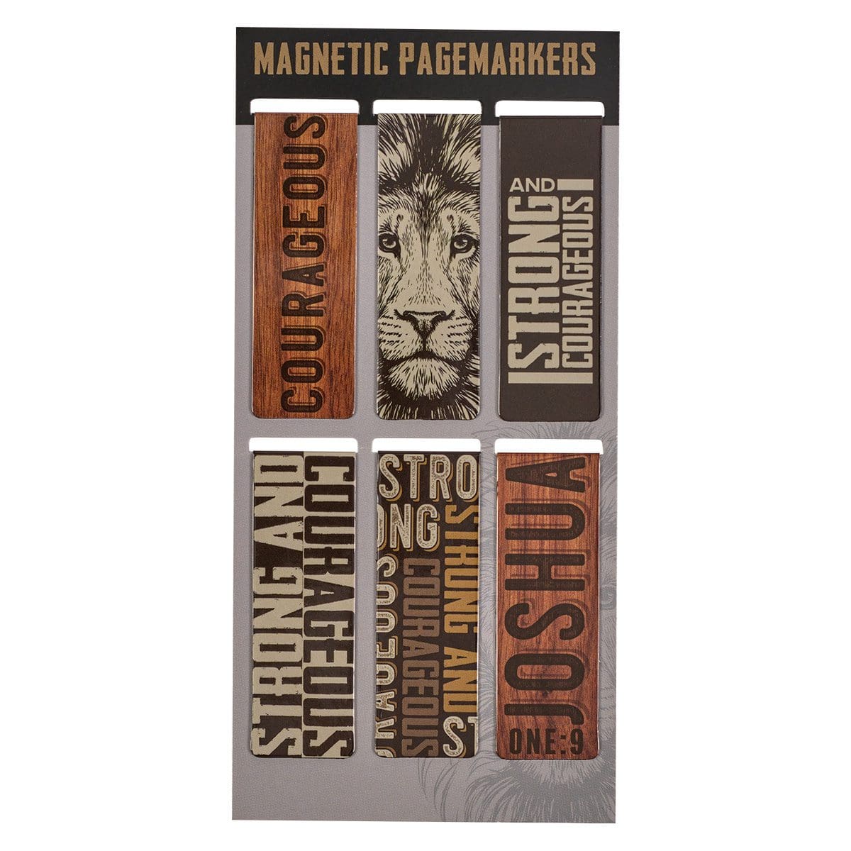 6006937156760_front Strong And Courageous Magnetic Bookmarks Set Of 6 - Image 1