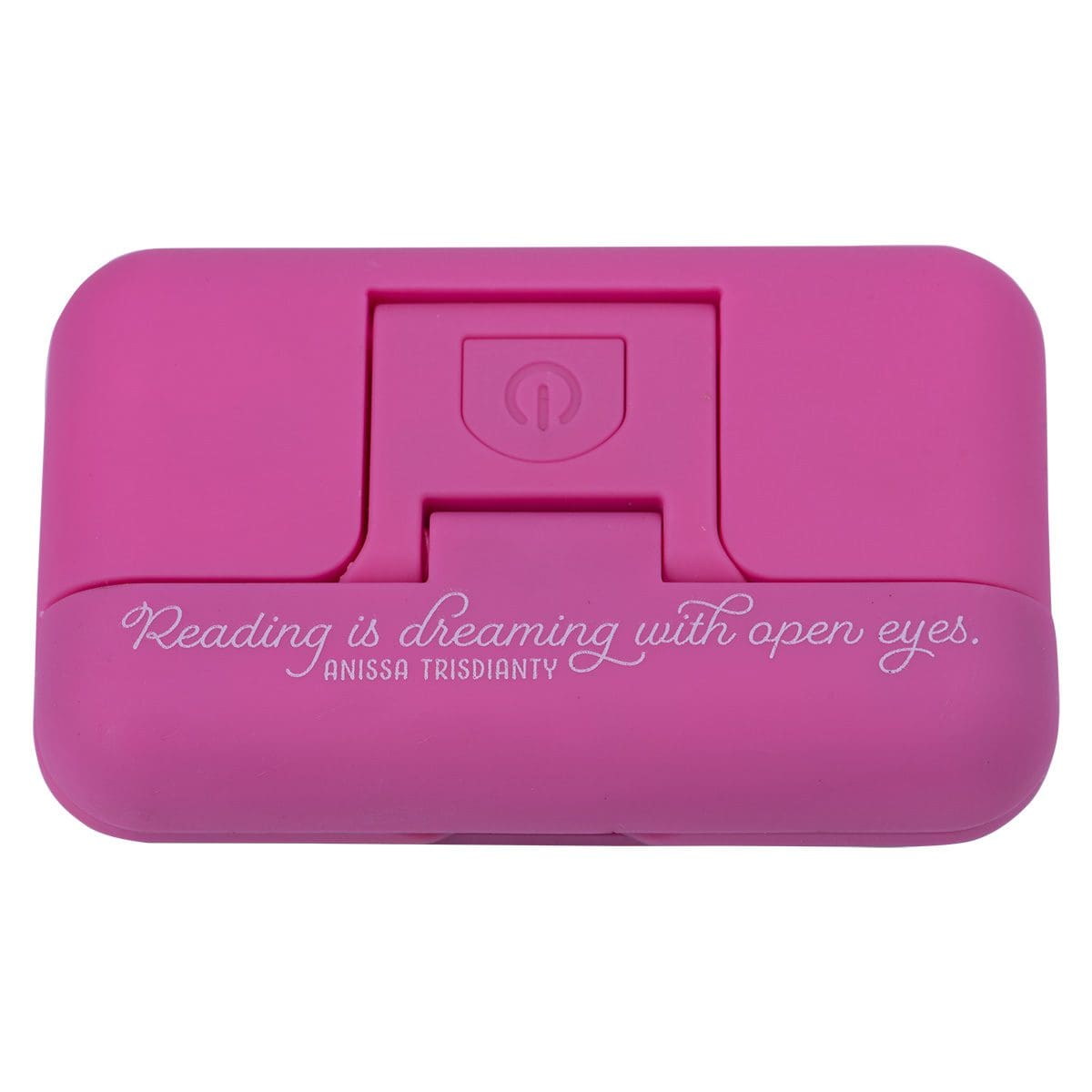 6006937156906_front Reading Is Dreaming With Open Eyes Pink Glow In The Dark Book Light - Image 1