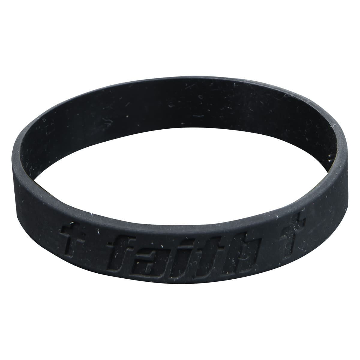 6006937159952_front Faith Black Silicone Wristbands - Image 1