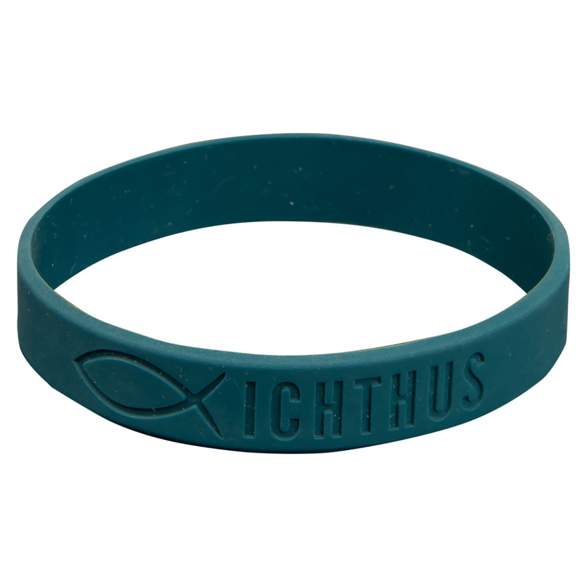 6006937159983_front Ichthus Teal Silicone Wristbands - Image 1