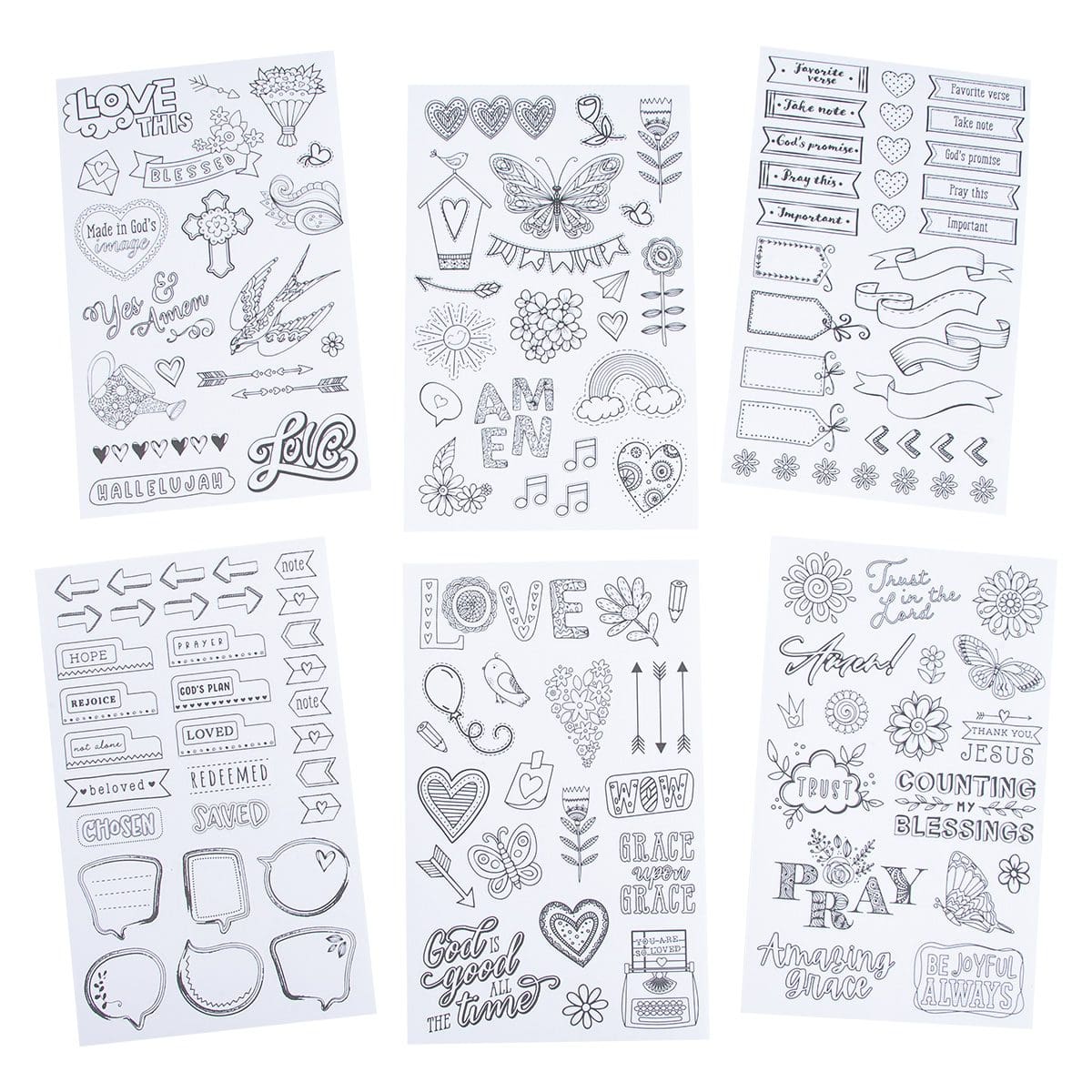 6006937160989_feature2 Coloring Stickers For Bible Journaling Set Of 6 Sticker Sheets - Image 3
