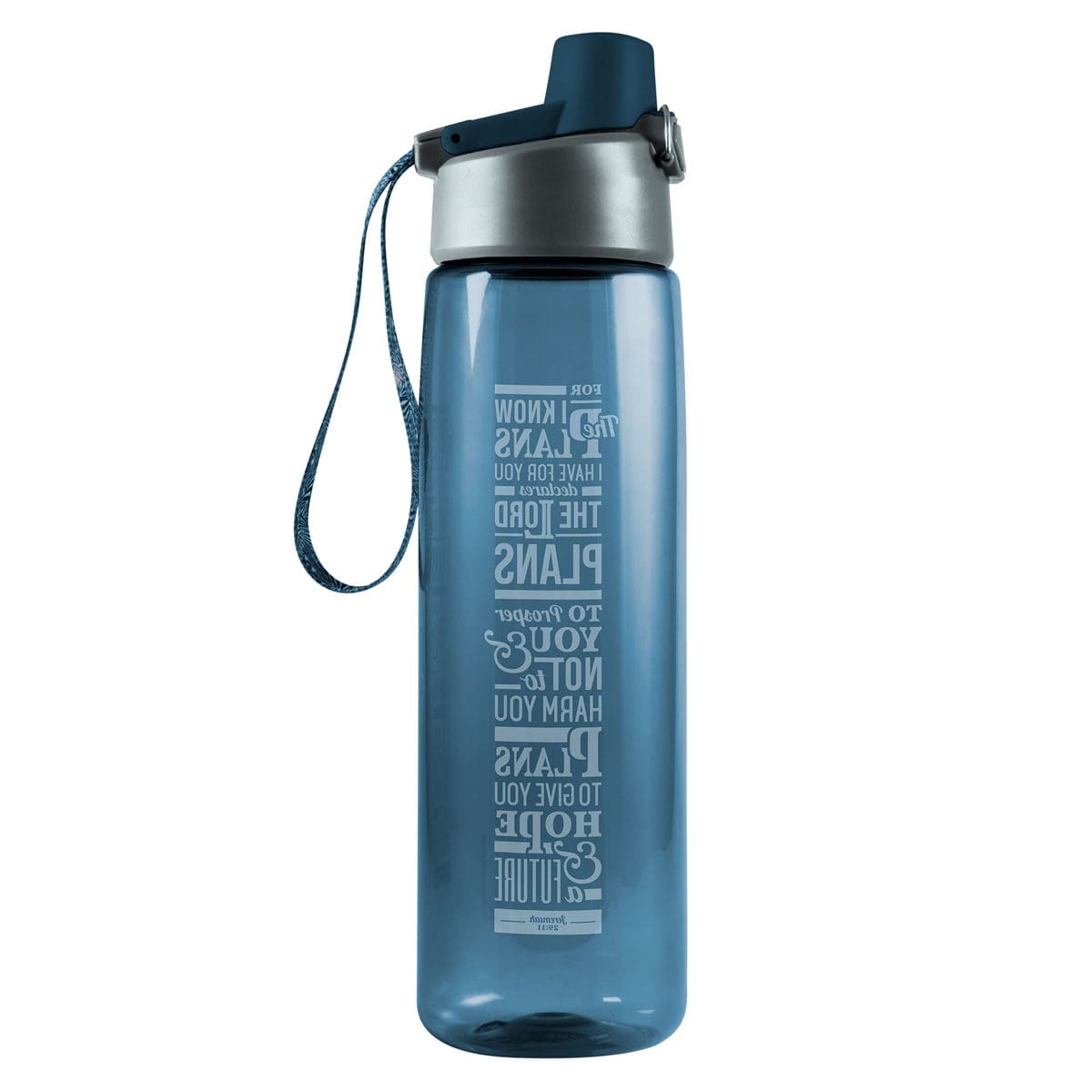 6006937161634_back I Know The Plans I Have For You Blue Plastic Water Bottle - Image 2