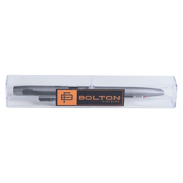 Bolton Flat Clicker Silver Pen With Pen Refill In Acrylic Gift Box - Image 1