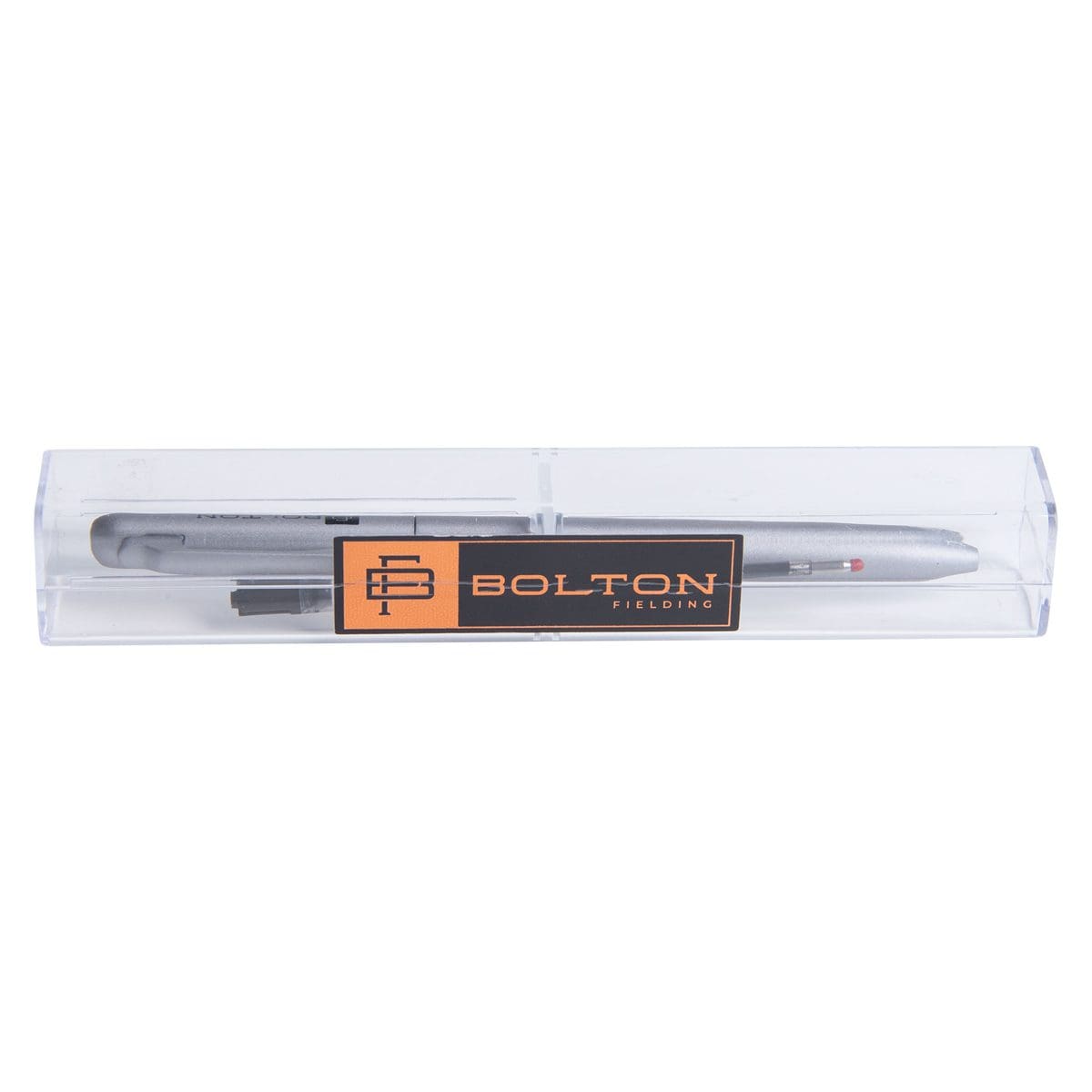 6006937161757_front Bolton Twist-Action Silver Pen With Pen Refill In Acrylic Gift Box - Image 1