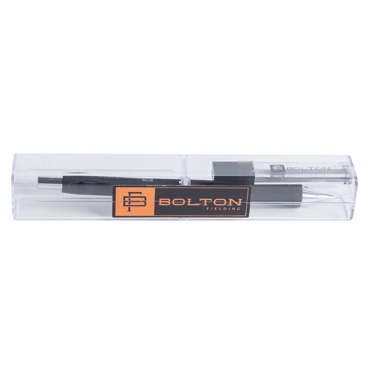 6006937161788_front Bolton Flat Clicker Black Clutch Pencil With Lead Refill In Acrylic Gift Box - Image 1