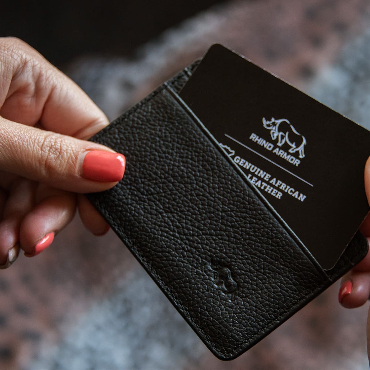 6006937162075_feature3 Genuine African Leather Matt Black Card And ID Holder - Image 4