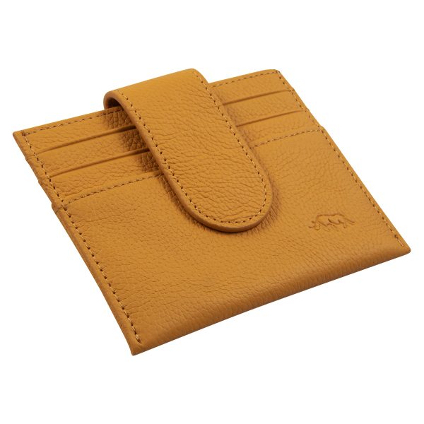 Genuine African Leather Yellow Wallet With Clip Closure - Image 2