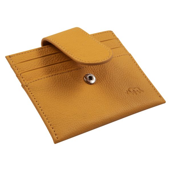 Genuine African Leather Yellow Wallet With Clip Closure - Image 3