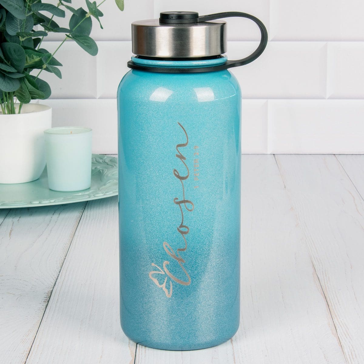 6006937163379_feature1 Chosen Stainless Steel Water Bottle - 1 Peter 2:9 - Image 2