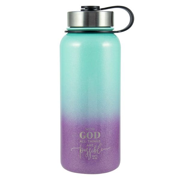 With God All Things Are Possible Stainless Steel Water Bottle - Matthew 19:26 - Image 1