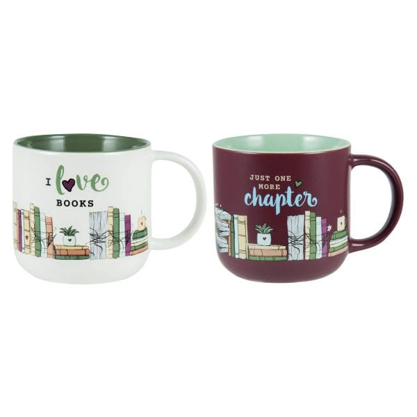 I Love Books Two Piece Ceramic Mug Set - Image 1