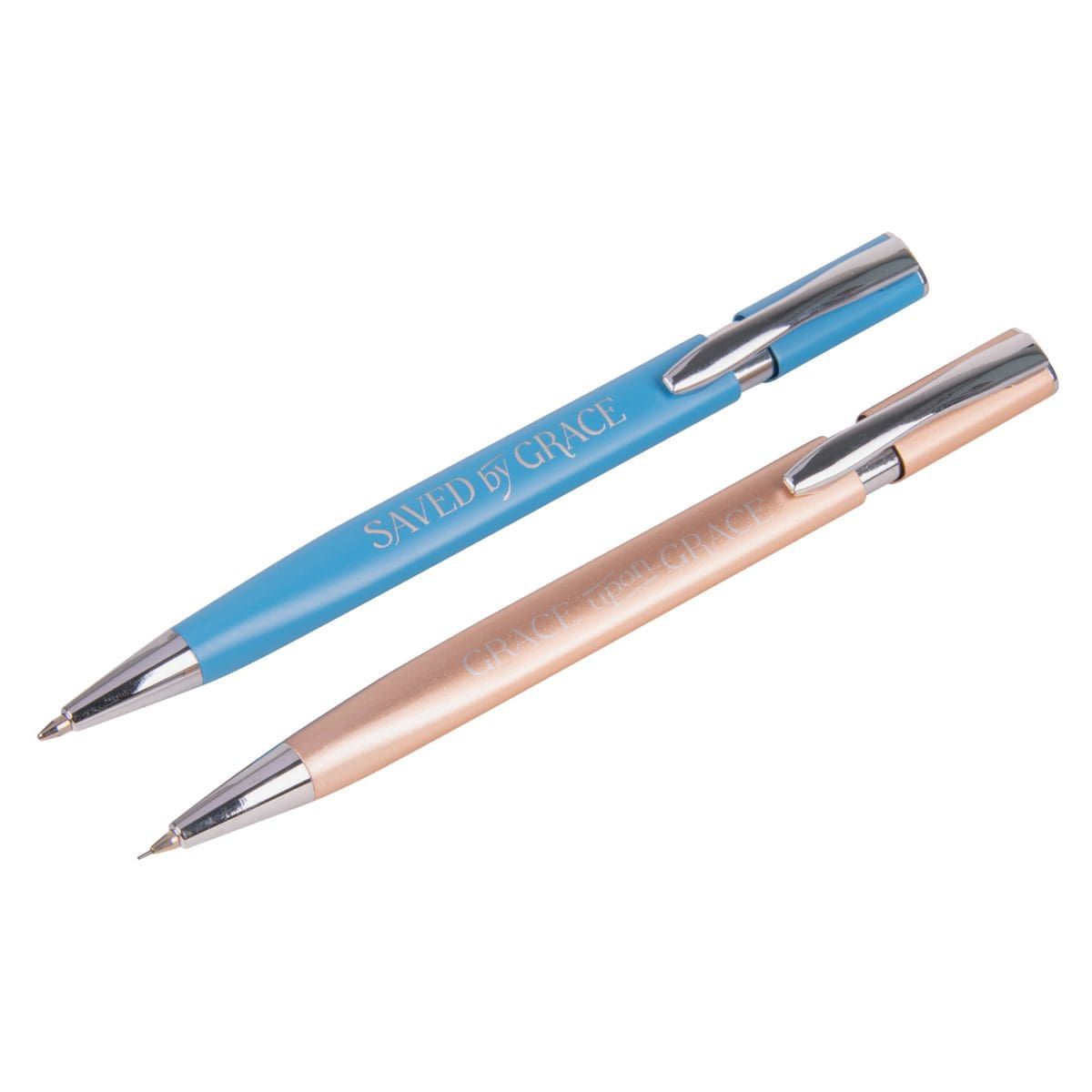 6006937165649_feature1 Saved by Grace & Grace Upon Grace Turquoise Pen and Rose Gold Pencil Set - Image 3