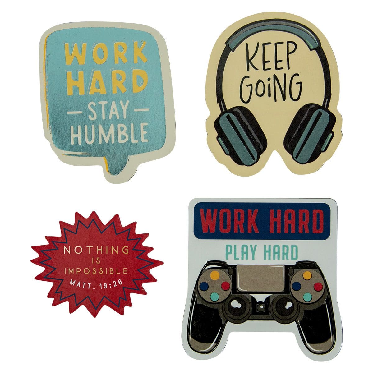 6006937166189_front Motivational Sticker Four Piece Magnet Set - Image 1