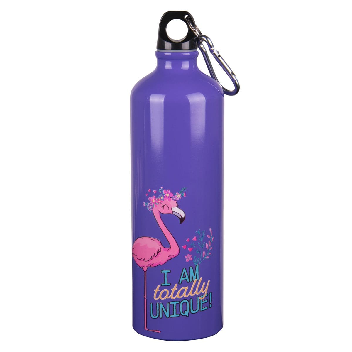 6006937168121_front I Am Totally Unique Aluminium Water Bottle with Carabiner - Image 1