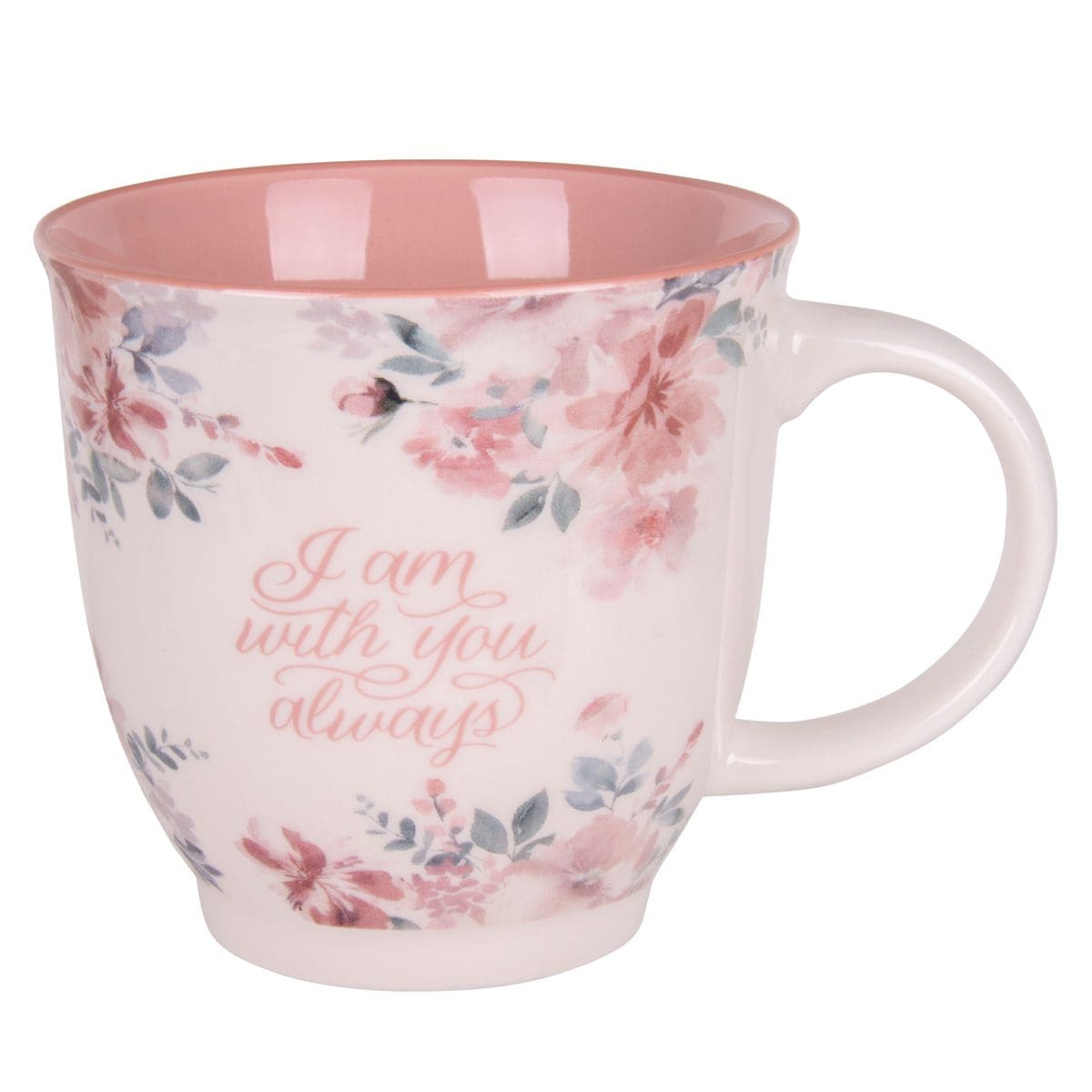 6006937168671_front I Am with You Always Ceramic Mug with Pink Interior - Image 1