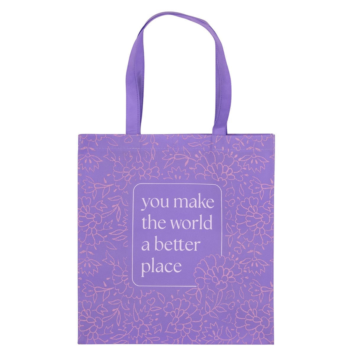 6006937169388_back You Make the World a Better Place Purple Non-Woven Tote Bag - Image 2
