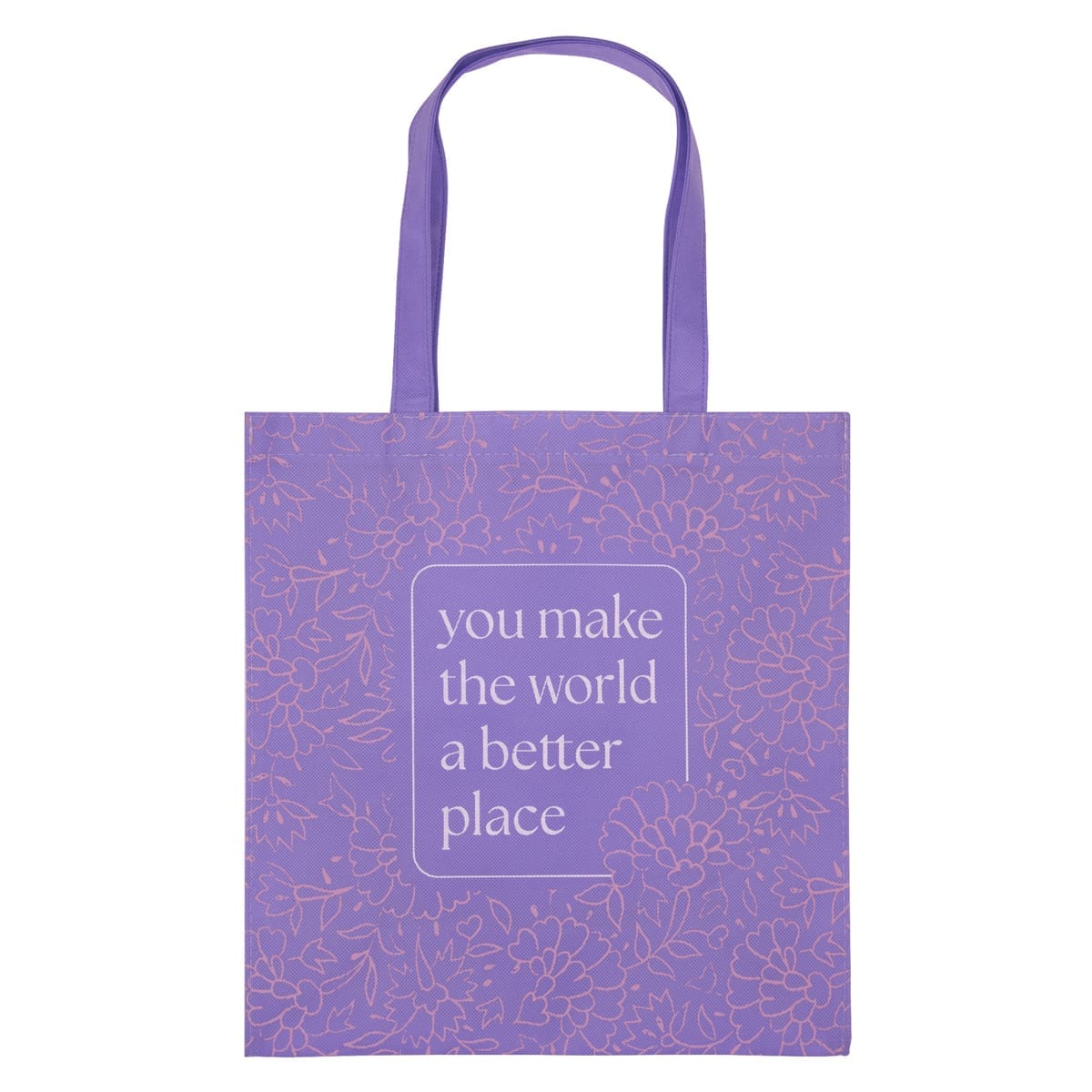 6006937169388_front You Make the World a Better Place Purple Non-Woven Tote Bag - Image 1