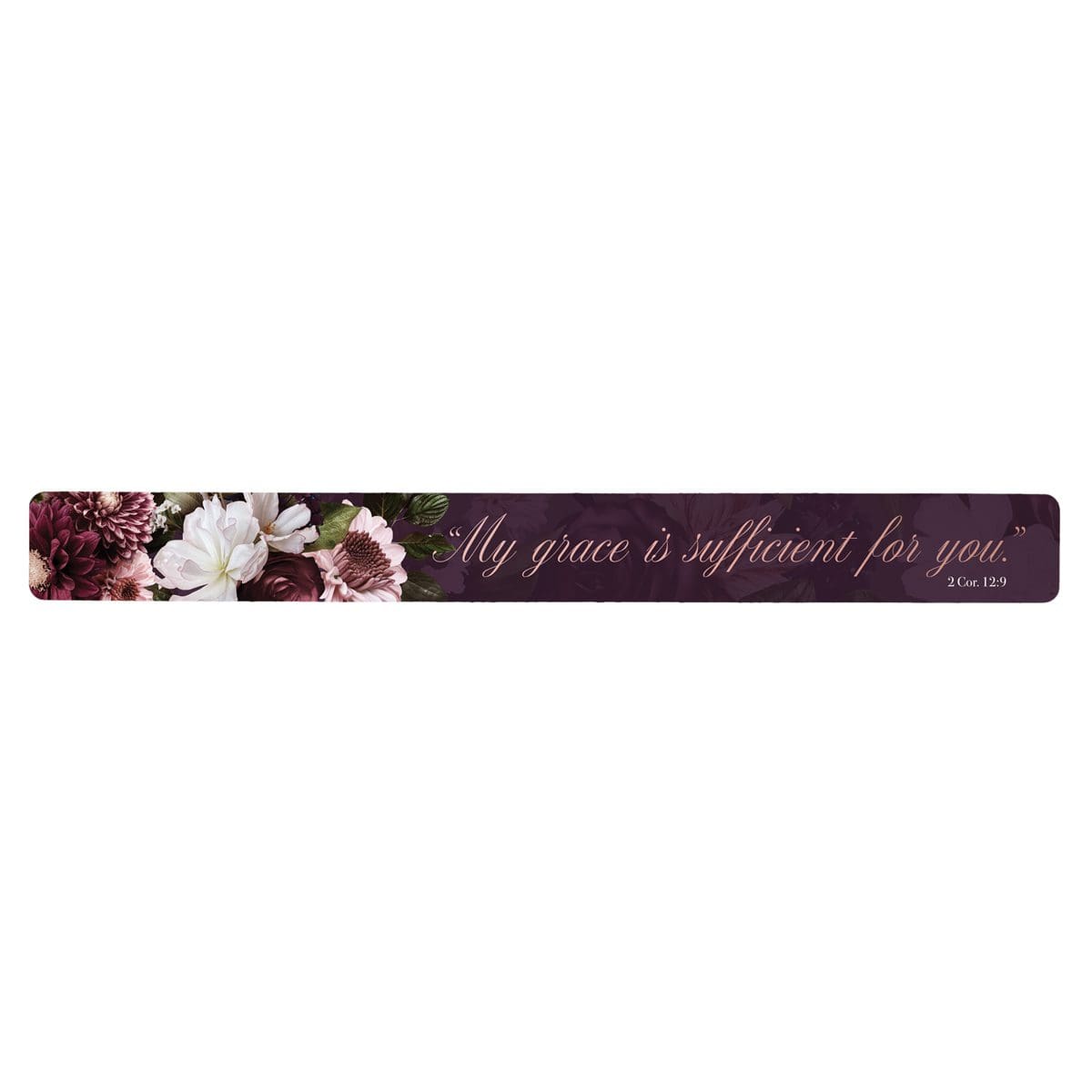 6006937169647_front My Grace is Sufficient for You Floral Purple Magnetic Strip - Image 1