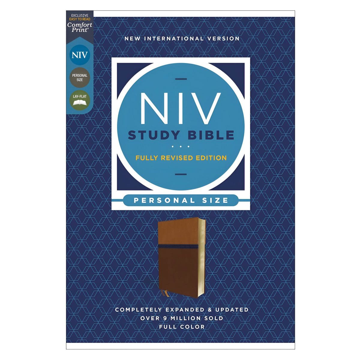 9780310449126_front NIV Brown and Blue Imitation Leather Fully Revised Personal Size Study Bible Comfort Print - Image 1