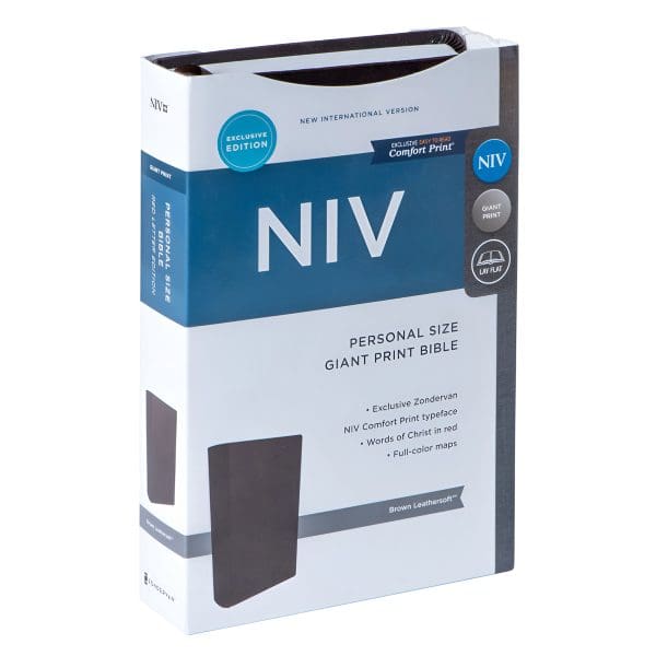 NIV Brown Imitation Leather Exclusive Personal Size Bible Red Letter Giant Comfort Print - Image 1