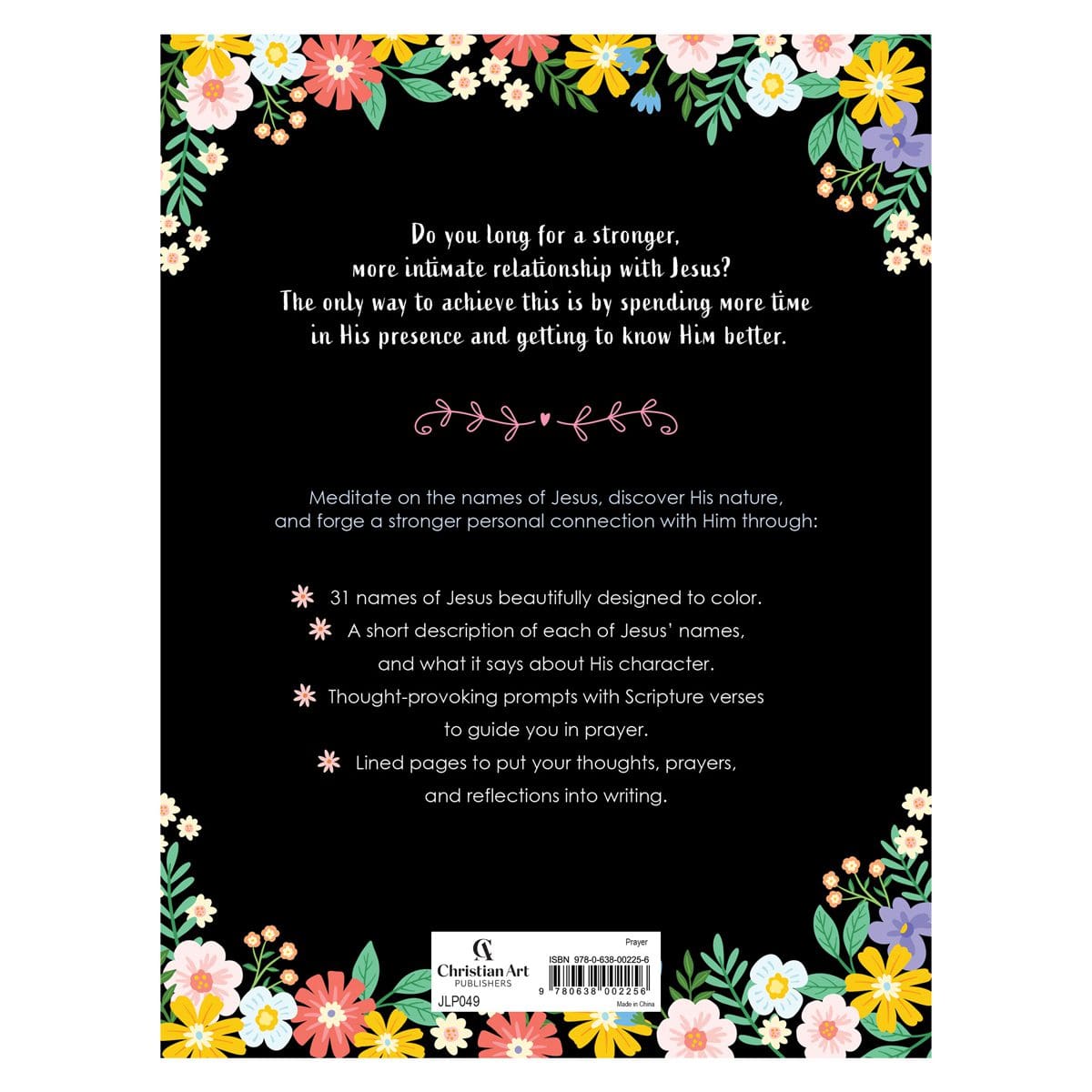 9780638002256_back The Names of Jesus Prompted Coloring Prayer Journal (Paperback) - Image 2