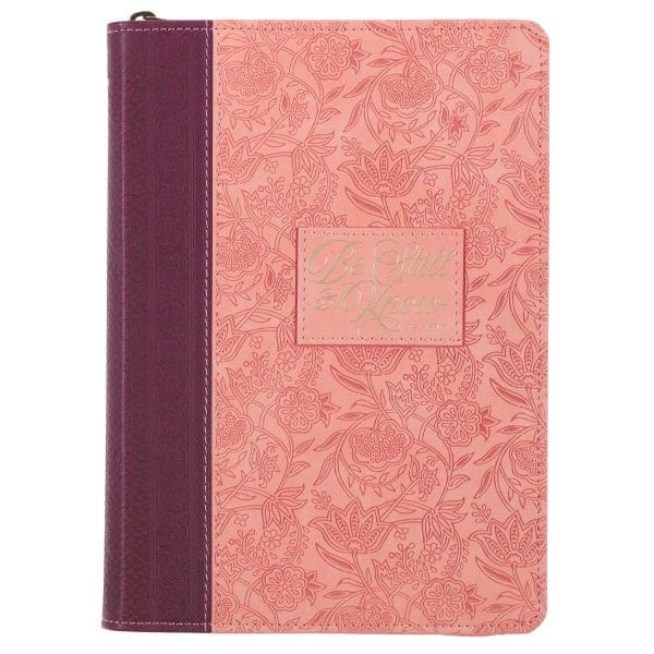 Be Still and Know Pink and Burgundy Faux Leather Journal - Image 1