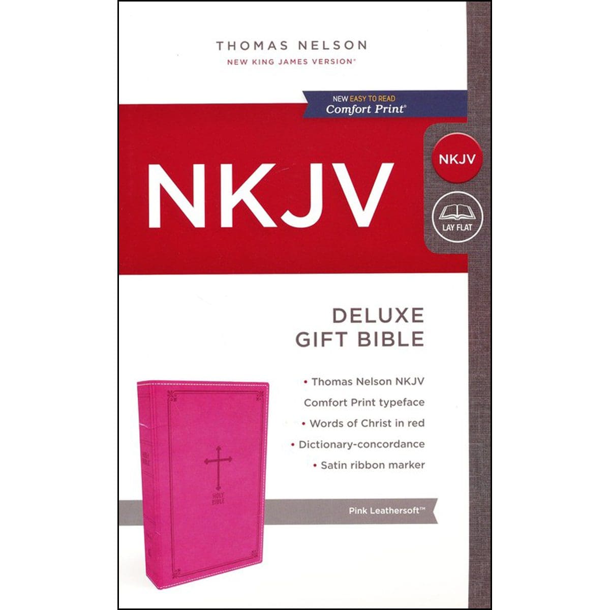 9780718075279_feature1 NKJV Pink Faux Leather Deluxe Gift Bible Red Letter Comfort Print - Image 2