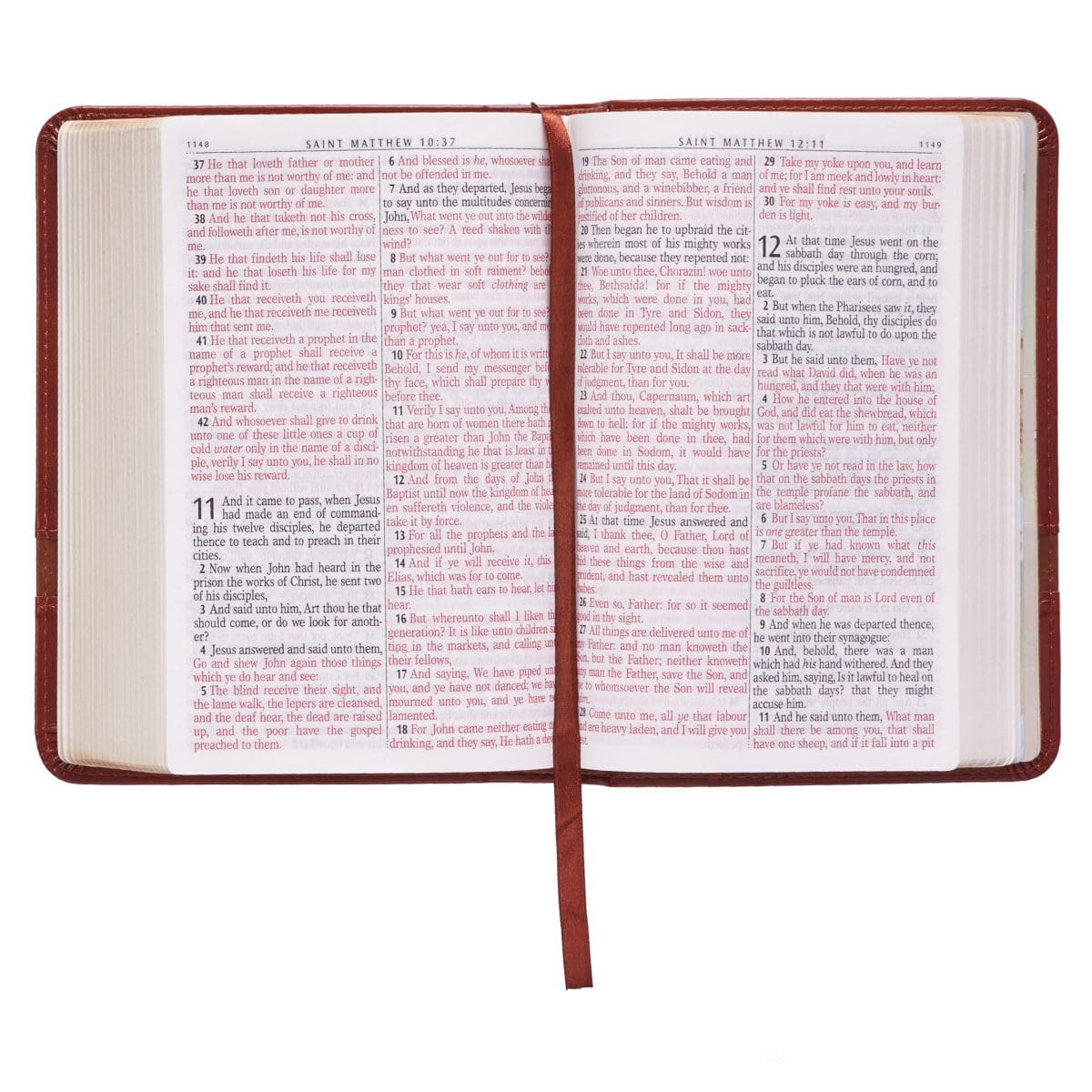 9781432117337_feature4 KJV Brown Faux Leather Compact Bible Large Print Red Letter - Image 5