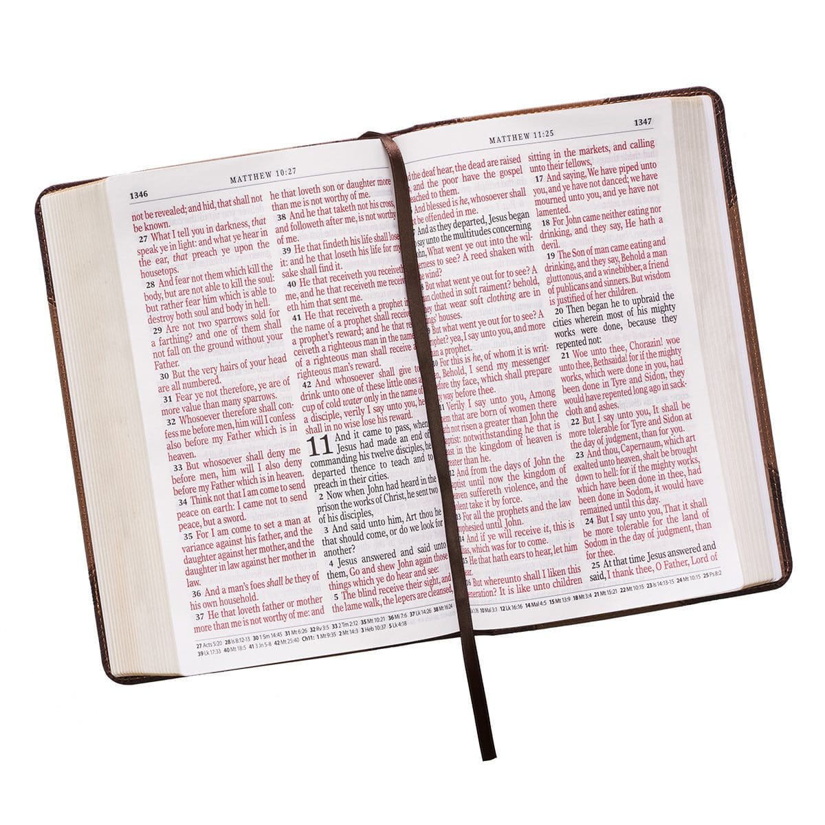9781432117375_feature4 KJV Tan & Brown Faux Leather Standard Bible Giant Print Red Letter - Image 6