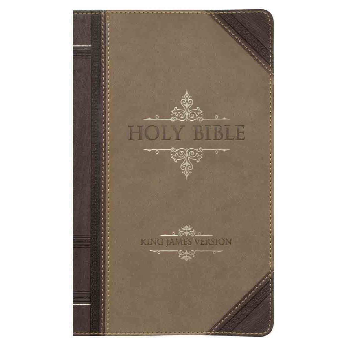 9781432117375_front KJV Tan & Brown Faux Leather Standard Bible Giant Print Red Letter - Image 1