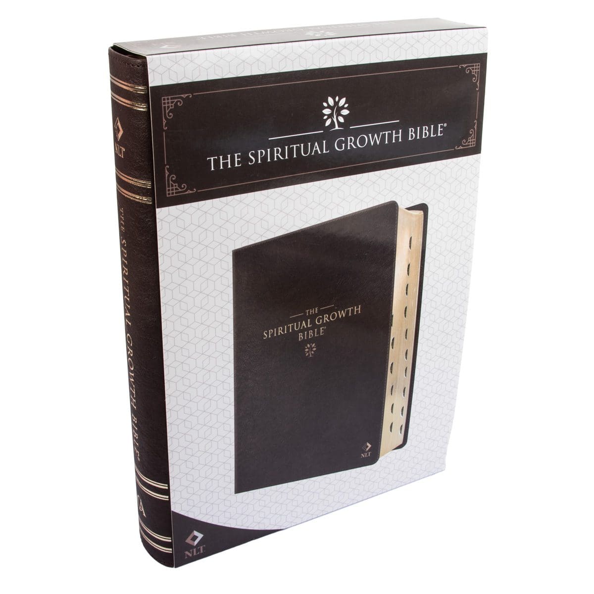 9781432134662_feature1 NLT Dark Brown Faux Leather Thumb Indexed Spiritual Growth Bible - Image 3