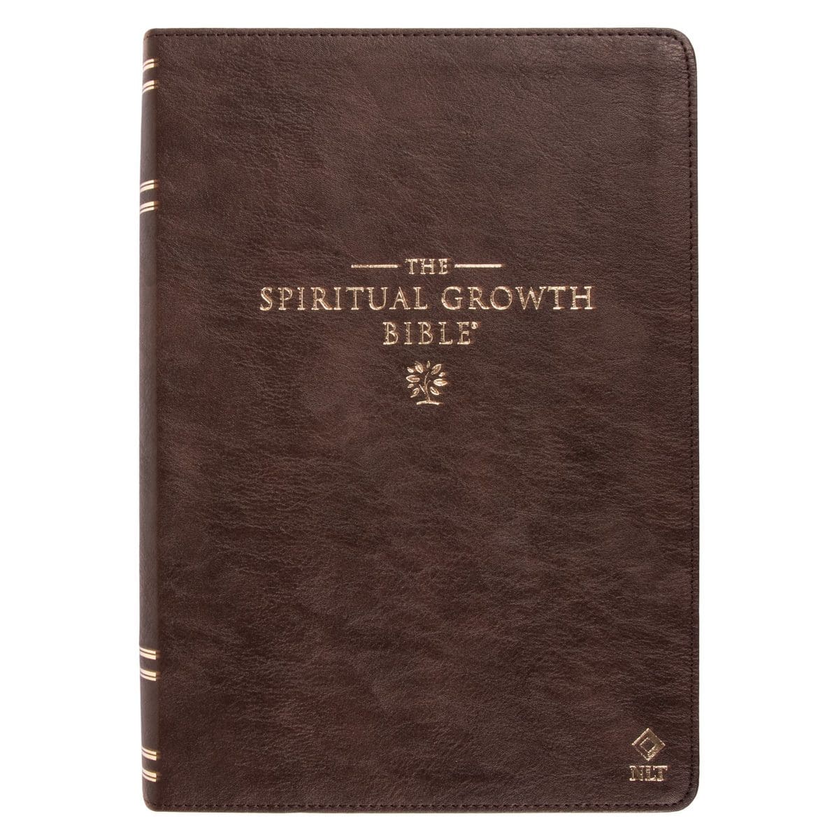 9781432134662_front NLT Dark Brown Faux Leather Thumb Indexed Spiritual Growth Bible - Image 1