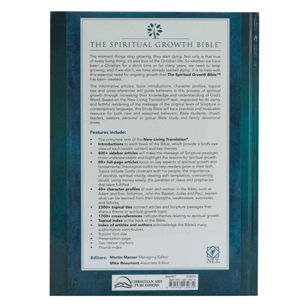 9781432134679_back NLT The Spiritual Growth Bible Teal Hardcover - Image 2