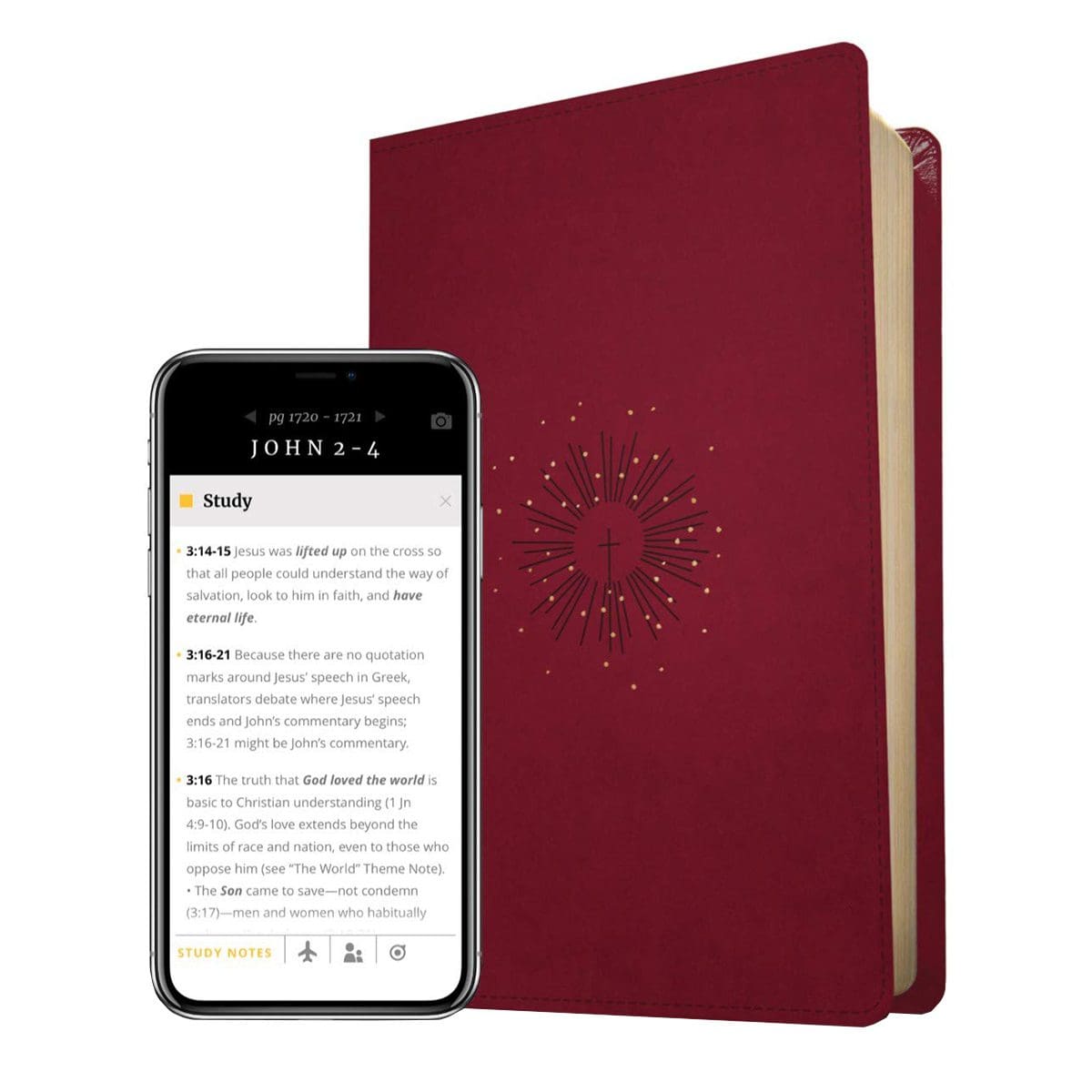 9781496444837_feature3 NLT Filament Thinline Reference Bible Red Letter Aurora Cranberry (Imitation Leather) - Image 4