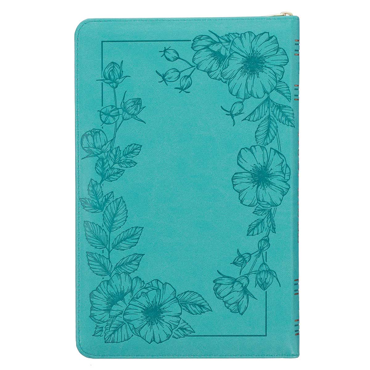 9781639522408_back KJV Teal Floral Faux Leather Flexcover Deluxe Gift Bible With Zip - Image 2
