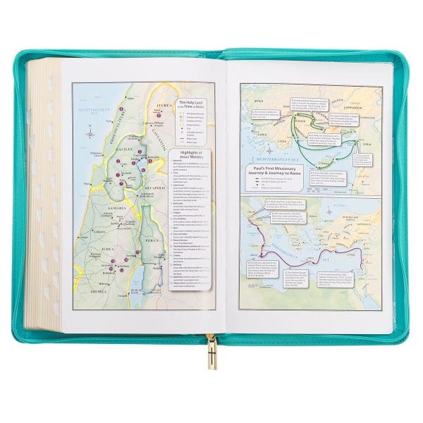 KJV Teal Floral Faux Leather Flexcover Deluxe Gift Bible With Zip - Image 5