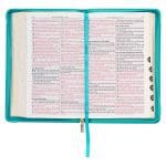 KJV Teal Floral Faux Leather Flexcover Deluxe Gift Bible With Zip - Image 6