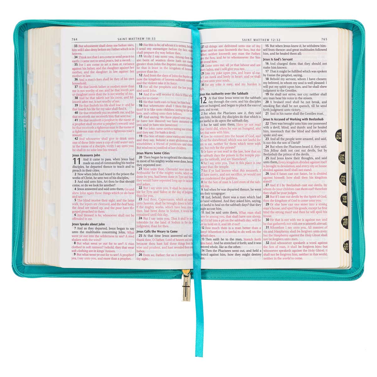 9781639522408_feature4 KJV Teal Floral Faux Leather Flexcover Deluxe Gift Bible With Zip - Image 6