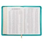 KJV Teal Floral Faux Leather Flexcover Deluxe Gift Bible With Zip - Image 7